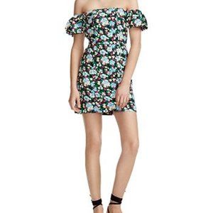 Maje Rapy Floral-Print Off-the-shoulder Woven Mini Dress, Size 2